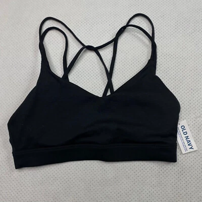 Sujetador deportivo Old Navy para mujer talla S negro espalda deportiva soporte ligero copas extraíbles NUEVO Foto 1 de 4