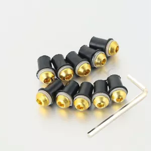 10x Gold Windshield Screw Nut Windscreen Bolt Kit 4 Yamaha YZF R6 1999-2004 - Picture 1 of 5