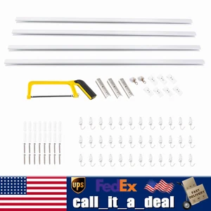 Aluminium Curtain Track Kit with Hooks 9ft-12ft Scalable Ceiling Mount for Space - Picture 1 of 13