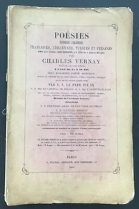 FOU LITTÉRAIRE 1860 CHARLES VERNAY élève de lui seul POÉSIES TURQUES ET PERSANES - Picture 1 of 7