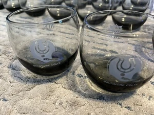 (2) Vintage 1970's NFL Baltimore Colts Smoked Glass Whiskey Low Ball Glasses - Picture 1 of 6