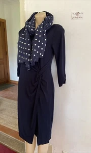 🌱 Elegant Jacqui E navy blue stretch dress versatile timeless size S /10 - Picture 1 of 8