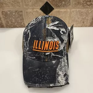 Illinois Fighting Illini Camo BaseBall Cap Strap Back Hat Men OSFM NWT New NCAA - Picture 1 of 13