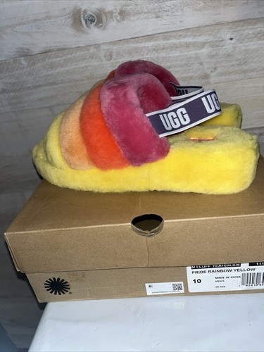 UGG FLUFF YEAH PRIDE SCIVOLO DONNA US taglia 10 nuovo con scatola