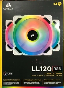 Corsair LL Series CO-9050092-WW LL120 RGB 120mm Dual Light Loop LED Case Fan X3 - Afbeelding 1 van 5