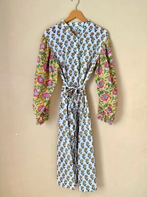 Hermoso artículo de regalo con estampado de bloques de algodón y vestido de algodón de verano Foto 1 de 4