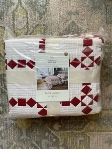3pc King Holiday Matelasse Quilt and Sham Set Red/White Plaid - Threshold - Picture 1 of 6