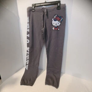 Hello Kitty x F21 Forever21 Plaid Bow Sweatpants-NWT-Medium-Joggers-Pull on-Gray - Picture 1 of 11