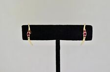 14k Yellow Gold And Natural Ruby Post Earrings.