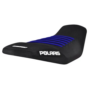 2013 - 2025 Polaris Scrambler 850 1000 Seat Cover all BLACK/BLUE ribs LOGO #347 - Picture 1 of 4