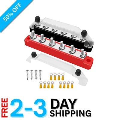 Durable Red+Black Terminal Block - 10 Contacts, 150 Amps, Marine Power Solution - Image 1 of 4