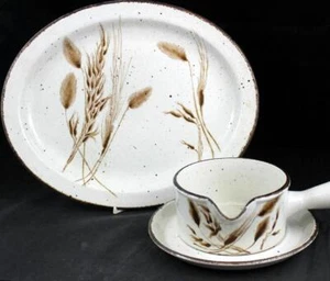 Midwinter Wild Oats Lot of 12 Inch Platter and Gravy Boat SMALL CHIP ON GRAVY - Picture 1 of 7
