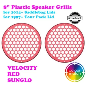 Velocity Red HEX 8'' Plastic Speaker Grills fit Harley 1997+ Tour Pack Lid - Picture 1 of 4