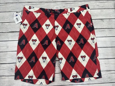 Loudmouth Arizona Diamondbacks 高尔夫短裤男式 44 码 MLB 红色黑色 Argyle — 第 1/4 张图片