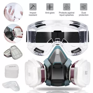 15 in 1 Respirator Mask Half Gas Mask Painting Work Facepiece with Safety Goggle - Picture 1 of 14