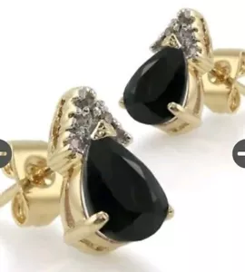 Preciosos pendientes de oro amarillo de 18 quilates sobre diamantes y zafiros 925 SS - Imagen 1 de 3