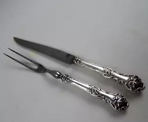 1847 Rogers CHARTER OAK Silverplate Carving Knife & Fork Set - No Mono - Picture 1 of 11