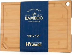Extra Large Bamboo Cutting Board with Juice Groove, Organic, Pre Oiled, 18"x12" - Picture 1 of 7