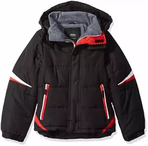 London Fog Big Black & Red Puffer Jacket Size 8 10/12 14/16 - Picture 1 of 1