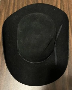 Vintage Stetson Pony Express Pure Wool Cowboy Hat Black Size 7 1/8 VTG - Picture 1 of 5