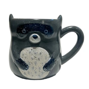 Indigo 3D Raccoon Ceramic Coffee Mug Speckled Grey White Cute Tea Hot Chocolate - Picture 1 of 9