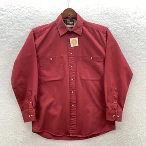 Osh Kosh Sand Twill Shirt Men Medium Red Single Needle Tailoring USA Western VTG - Picture 1 of 16