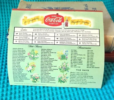 ORIGINAL 1958 COKE CALENDAR W/ SLEEVE COCA COLA NICE! - Image 1 of 4