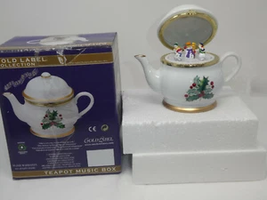 MR. CHRISTMAS GOLD LABEL COLLECTION TEAPOT MUSIC BOX WE WISH YOU MERRY CHRISTMAS - Picture 1 of 8