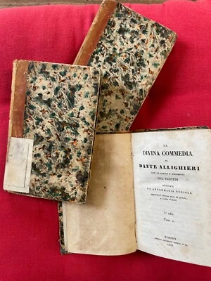 DANTE-DIVINA COMMEDIA -3 vol. con le chiose del VENTURI - G.POMBA TORINO 1840 - Immagine 1 di 4