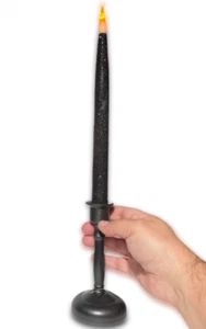 16" LIGHT UP CANDLE HOLDER Fake Prop LED Flame Black Stand Halloween Decoration - Picture 1 of 11