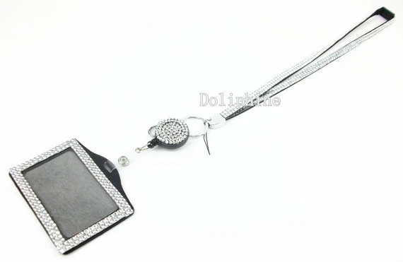 Breakaway 3 in 1 Rhinestone LANYARD Retractable Reel & Horizontal Badge Holder — 第 1/1 张图片