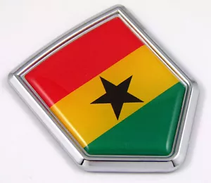 Ghana flag Chrome Emblem Car Decal Sticker Bike crest badge - Bild 1 von 2