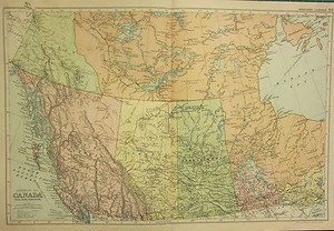 1912 LARGE ANTIQUE MAP ~ DOMINION OF CANADA ~ WESTERN ~ BRITISH COLUMBIA ALBERTA - Picture 1 of 3