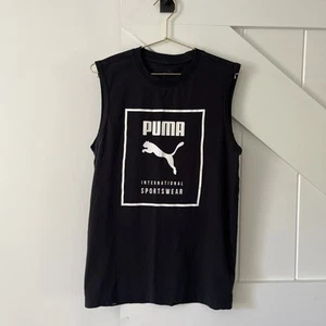 Puma Sportswear Men's Activewear Tank Top Medium Black White Sleeveless Shirt - Picture 1 of 11