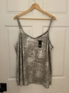 Torrid Plus Size 2X New Foil Hacci Swing Silver Shimmer Cami Tank Sleeveless - Picture 1 of 8