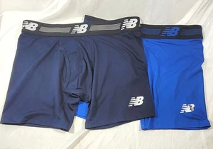 2 Pairs Men's New Balance 6" Athletic Boxer Briefs w/ Fly Navy & Royal Blue - L - Picture 1 of 3