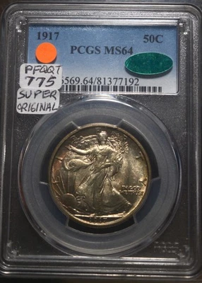 1917 WALKING LIBERTY HALF $ PCGS MS64 ORIGINAL - Image 1 of 4