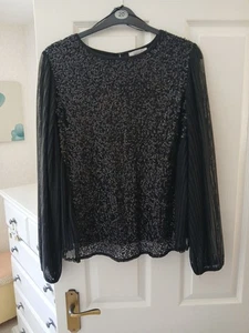 Per Una Marks & Spencer Damen Bluse schwarz mit Pailletten. - Bild 1 von 1