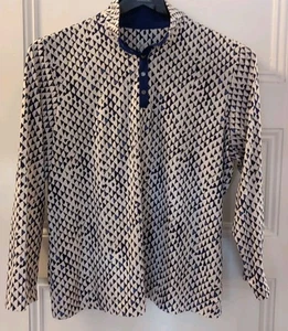 Tail XL 1/4 Knopf Langarm Active Pullover Shirt Damen blau schwarz Raute - Bild 1 von 10