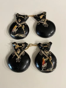 Vintage set wooden Castanets Bullfighter image handmade/painted spanish 1960s - Picture 1 of 3