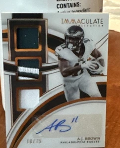2022 AJ Brown Imacculate Tri Patch Auto /75 - Picture 1 of 2