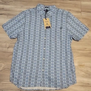 Chubbies Geometric Shirt Mens M Blue The Weekend Has Arrived Short Sleeve NEW - Picture 1 of 11