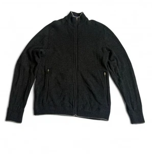 Ibex Men's XXL 100% Superwash Wool Full Zip Sweater Jacket Mock Neck Gray Flaw - Picture 1 of 7