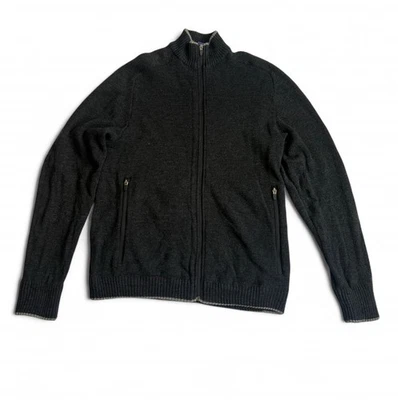 Ibex Men's XXL 100% Superwash Wool Full Zip Sweater Jacket Mock Neck Gray Flaw - Image 1 of 4