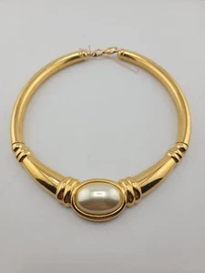 Collar Napier Firmado De Colección Tono Dorado Imitación Perla Collar - Imagen 1 de 4