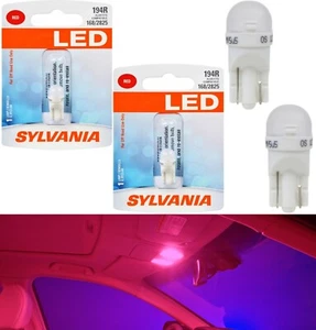 Sylvania Premium LED light 194 Red Two Bulbs Interior Step Door Replacement OE - Foto 1 di 12