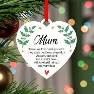 PERSONALISED In Loving Memory Christmas Tree Bauble Decoration Mum Dad Nan Robin - Picture 1 of 14