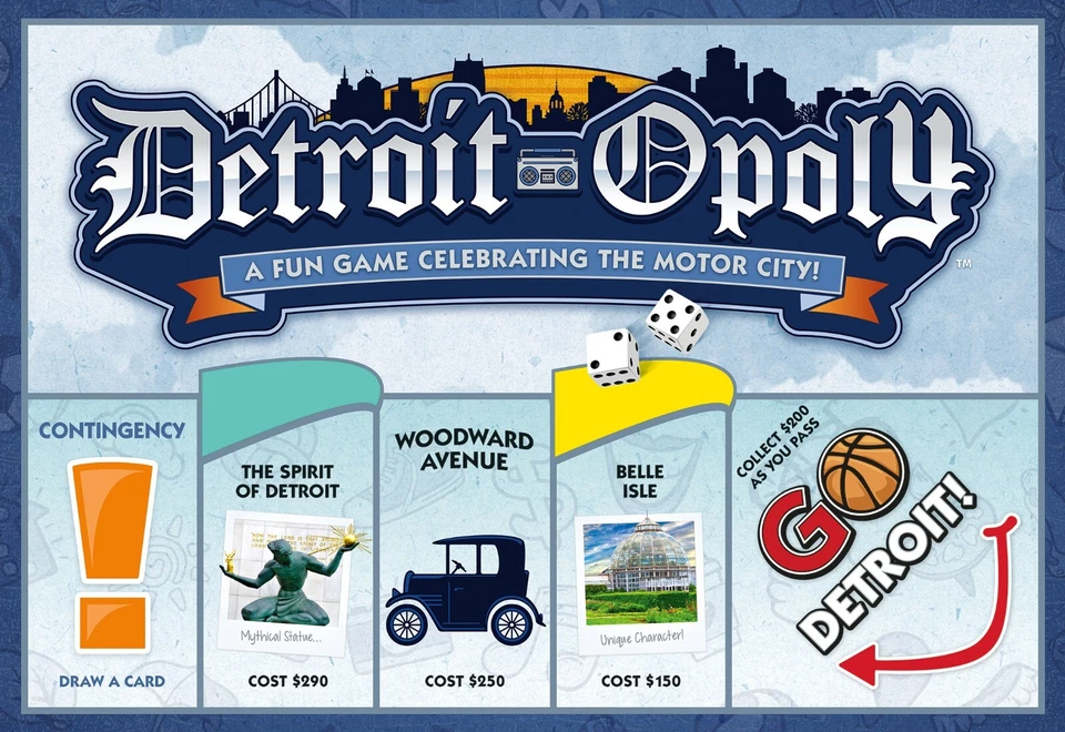 LIMITED EDITION DETROIT-OPOLY FAMILY BOARD GAME DETROIT MONOPOLY GAME NIGHT - Image 1 of 3