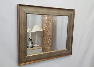 Small Antique Silver Gold Two Tone Classic Home Wood Frame Wall Mirror 56x66cm - Picture 1 of 9