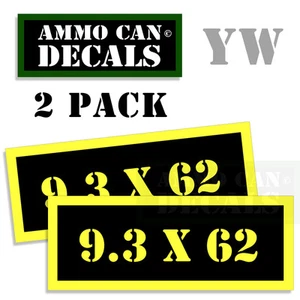 9,3 x 62 mm Caja de munición Calcomanía Pegatina Bala EJÉRCITO Pistola Seguridad Caza Paquete de 2 YW - Imagen 1 de 2